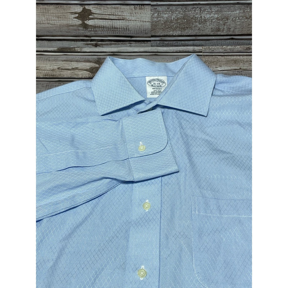 Brooks Brothers Dress Shirt Blue‎ Pattern Size 16-34